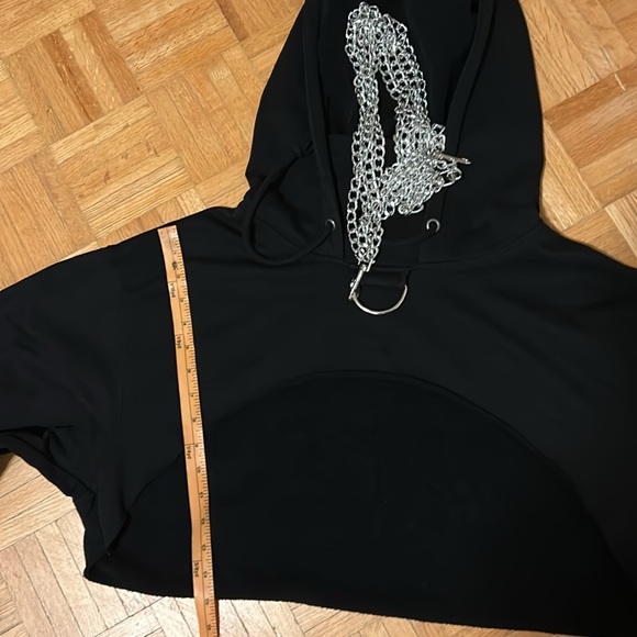 Current  Mood Black Hoodie with Silver Chain Detail - Picture 3 of 12